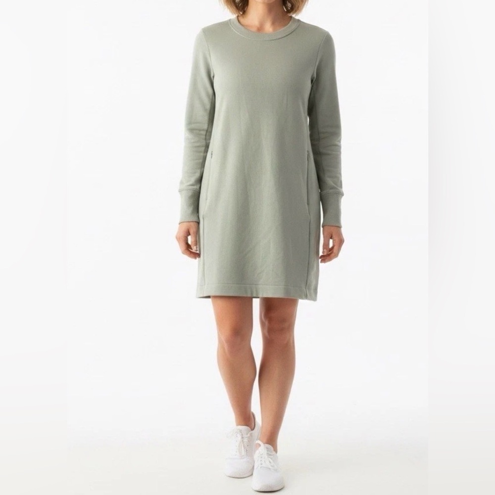 Athleta Women's Green Long Sleeve Mini Dress Tunic Size M Casual Sport Active